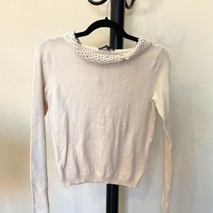 Silk Cashmere Pearl Collar Sweater